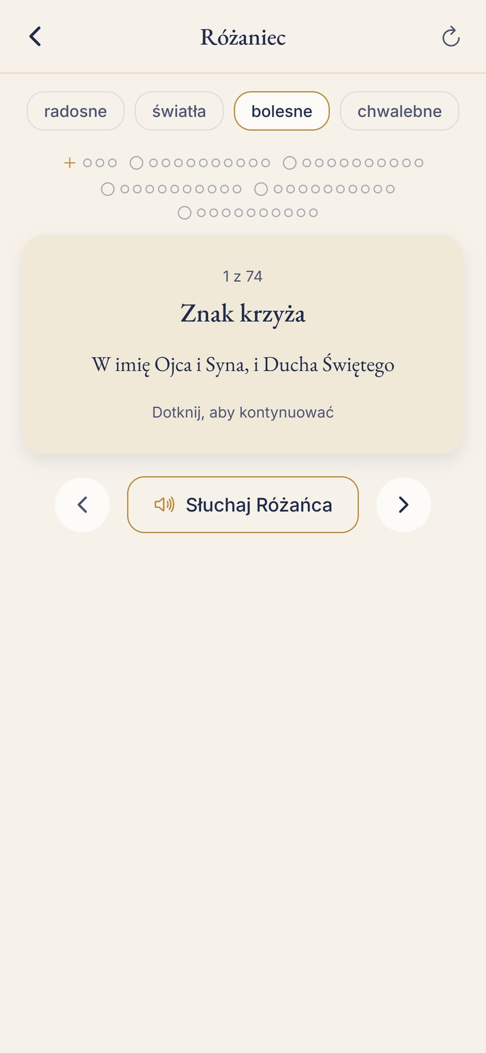 Prowadzony Różaniec, tajemnica po tajemnicy