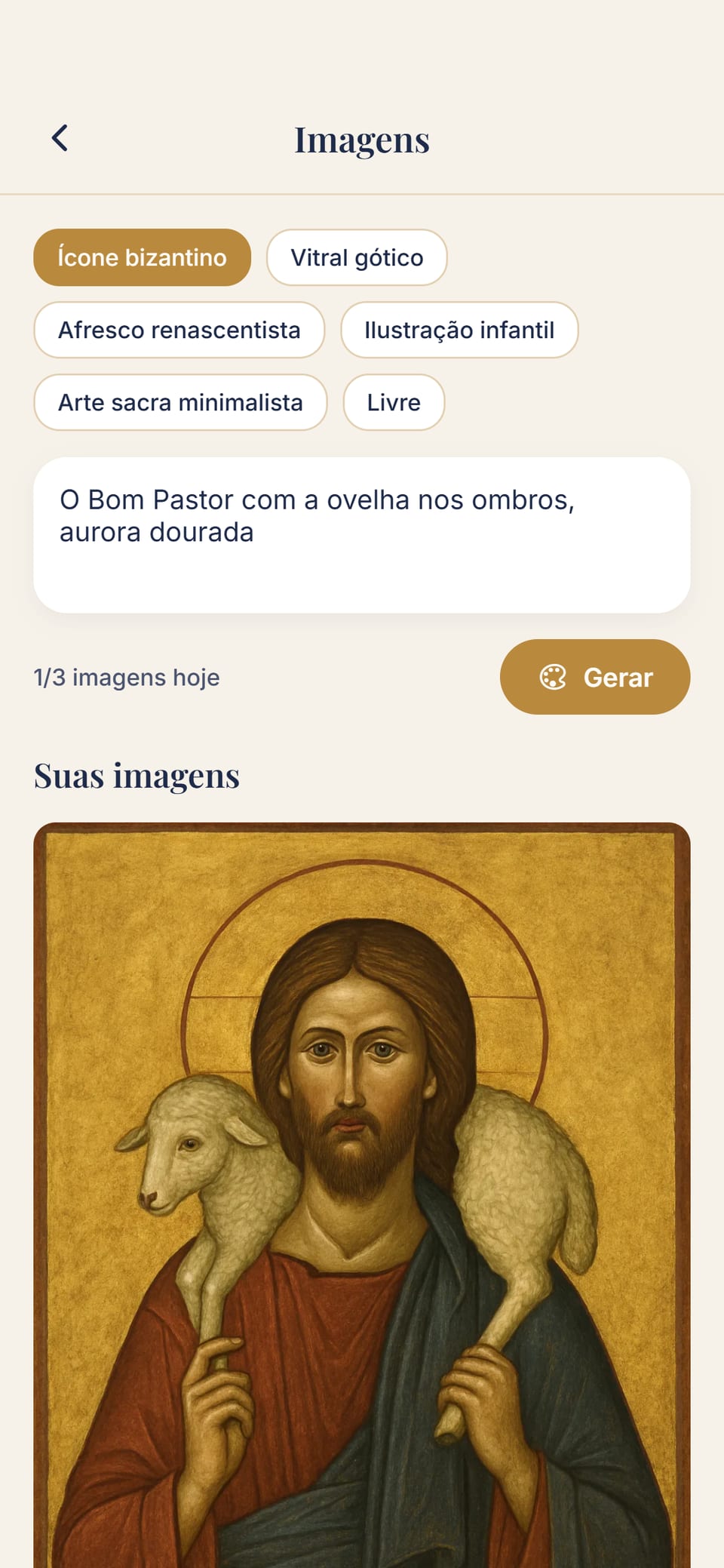 Um ícone do Bom Pastor gerado no app