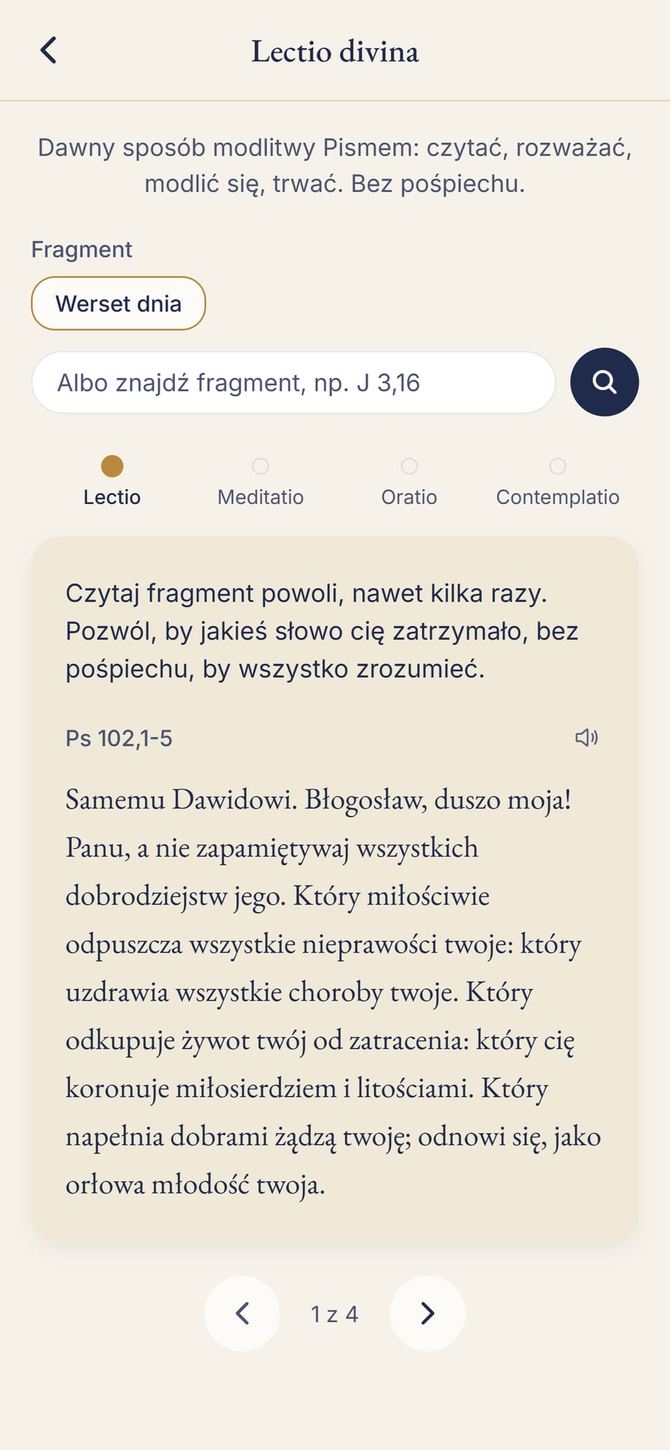 Lectio divina w czterech krokach nad wersetem dnia