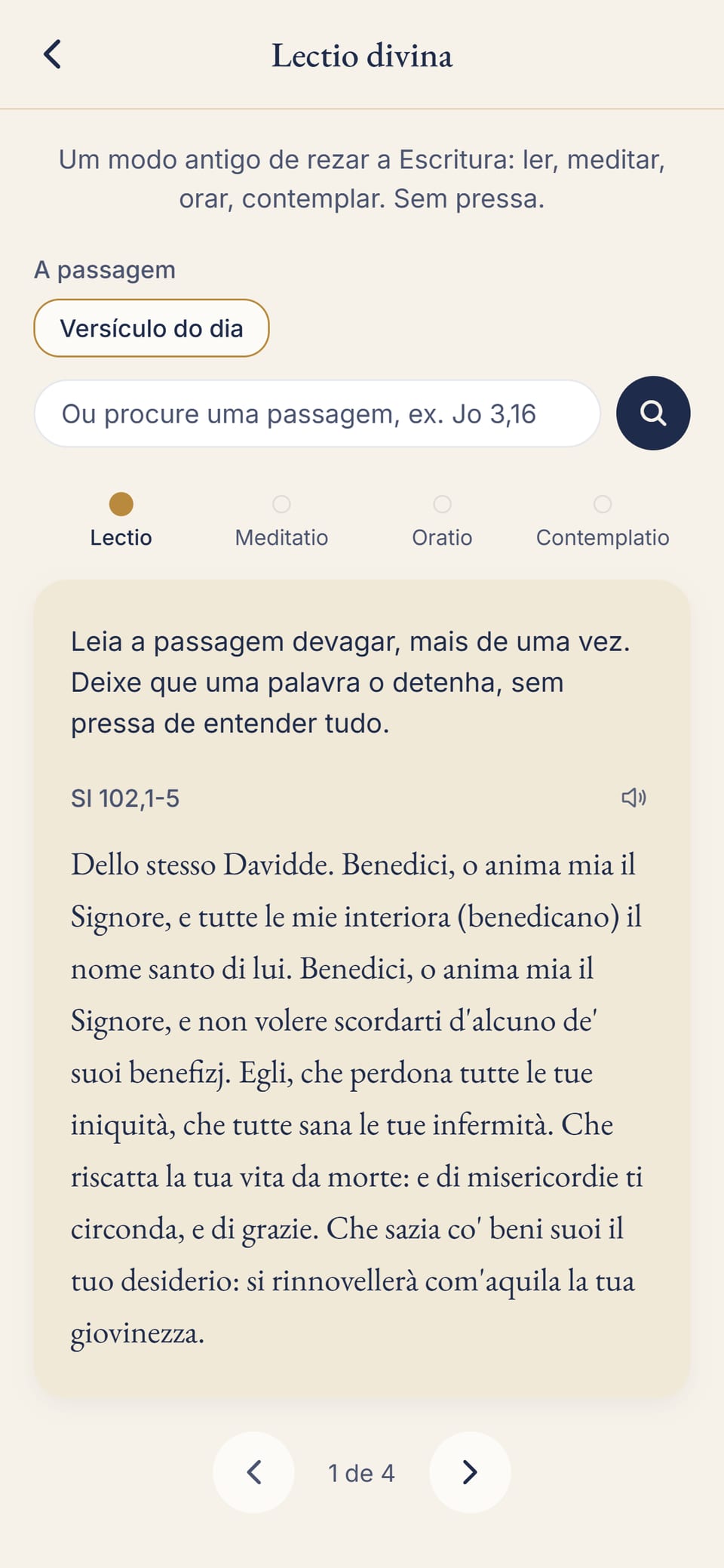 A Lectio divina em quatro passos sobre o versículo do dia