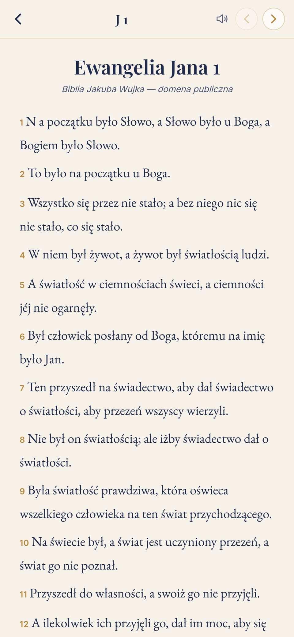 Czytnik Biblii na Ewangelii według św. Jana
