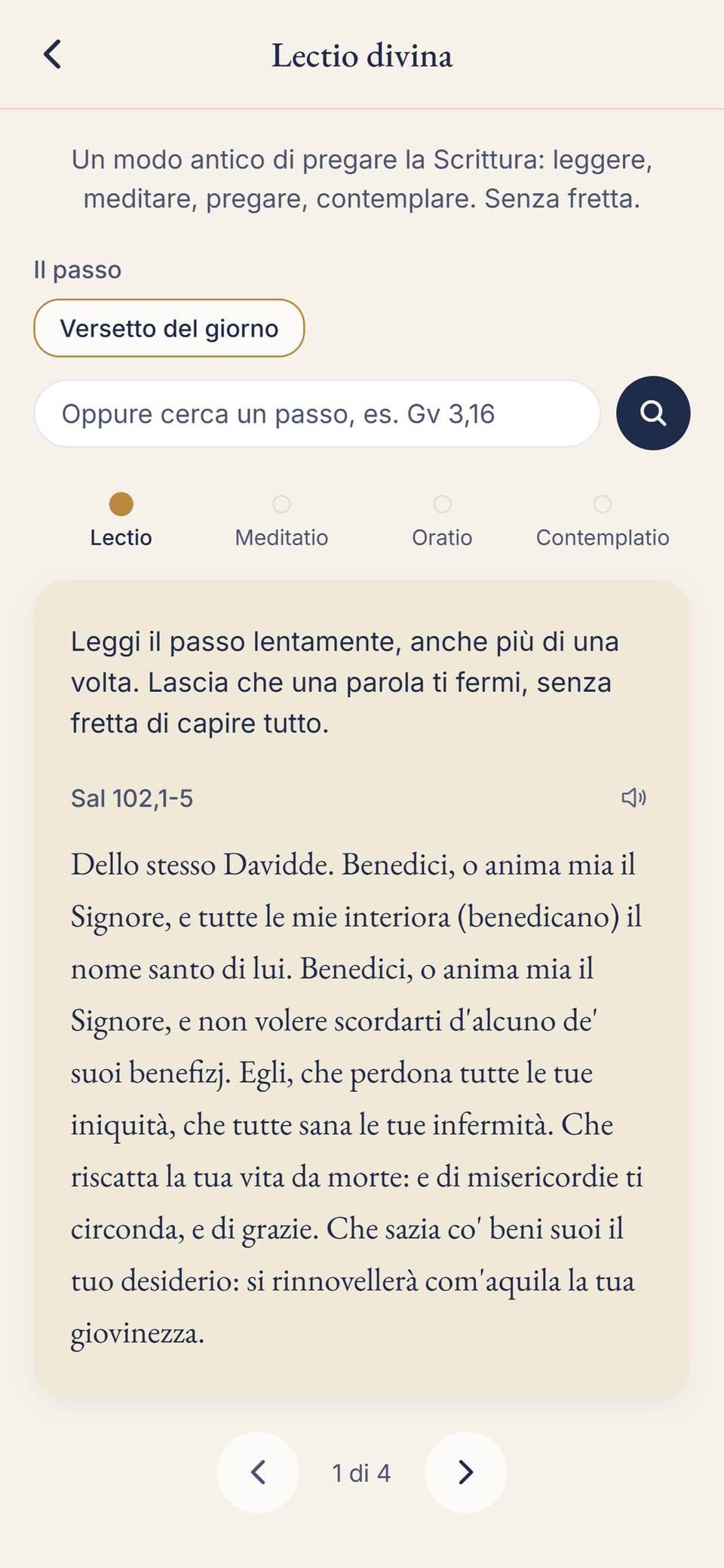 La Lectio divina in quattro passi sul versetto del giorno